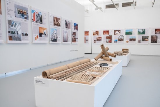 Die Ausstellung zeigt pflanzliche Werkstoffe und praktische Anwendungsbeispiele. 