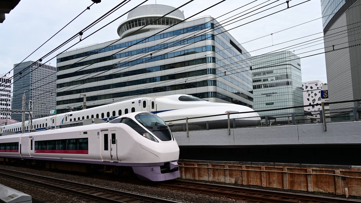 Vorne ein "Limited Express", hinten ein Shinkansen.