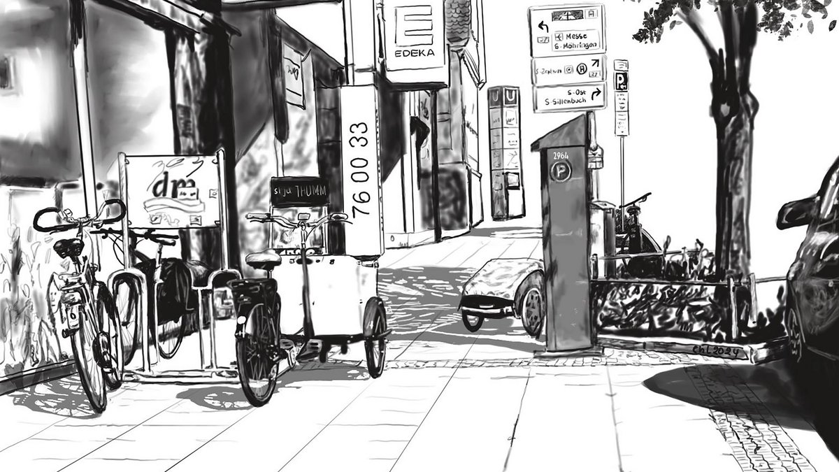 Dreiräder und Radanhänger im Weg.