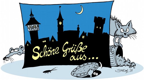 Erkennungszeichen unserer Städteserie "Hinter der Postkarte": die Illustration von Oliver Stenzel. Erkennungszeichen unserer Städteserie "Hinter der Postkarte": die Illustration von Oliver Stenzel.