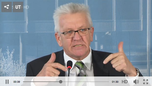 Kretschmann in Rage: Die Landesschau titelte "Das regt mich tierisch auf". Zum Video geht's mit Klick auf das Bild. Screenshot: SWR