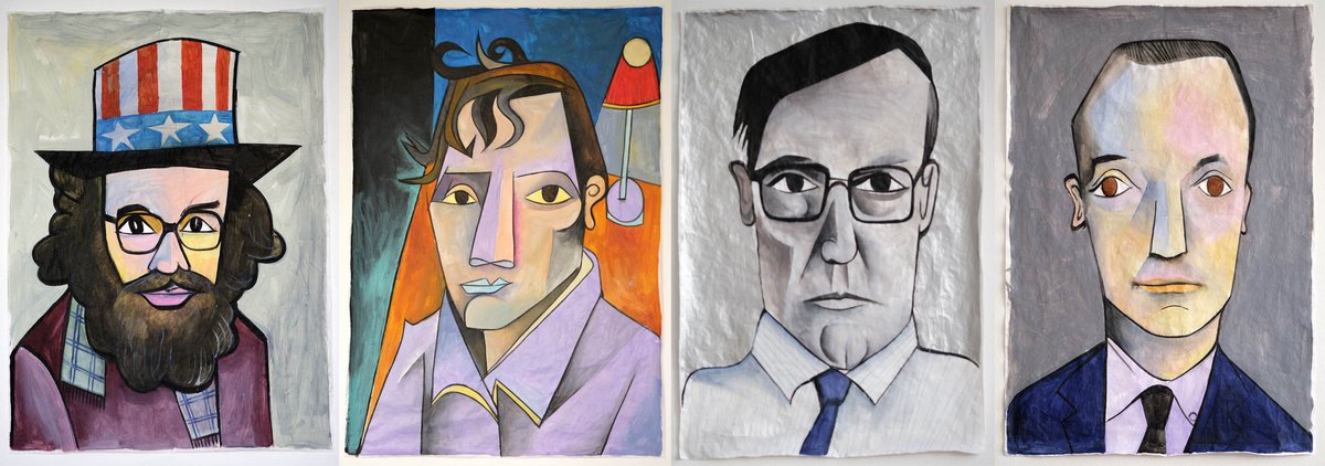 Jim Avignon hat die Köpfe der Beat Generation portraitiert: Allen Ginsberg, Jack Kerouac, William S. Burroughs, Lawrence Ferlinghetti. Jim Avignon hat die Köpfe der Beat Generation portraitiert: Allen Ginsberg, Jack Kerouac, William S. Burroughs, Lawrence Ferlinghetti.