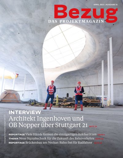 Sprechen sie miteinander oder posieren sie nur? Titelseite der Nr. 31 des Bahnprojekt-PR-Magazins. Screenshots: www.bahnprojekt-stuttgart-ulm.de