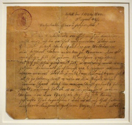 Abschiedsbrief des Revolutionssoldaten Joseph Kilmarx, hingerichtet am 7. Oktober 1849, im Rastatter Stadtmuseum. Abschiedsbrief des Revolutionssoldaten Joseph Kilmarx, hingerichtet am 7. Oktober 1849, im Rastatter Stadtmuseum.