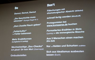 Diskussionsergebnis, an die Wand geworfen.