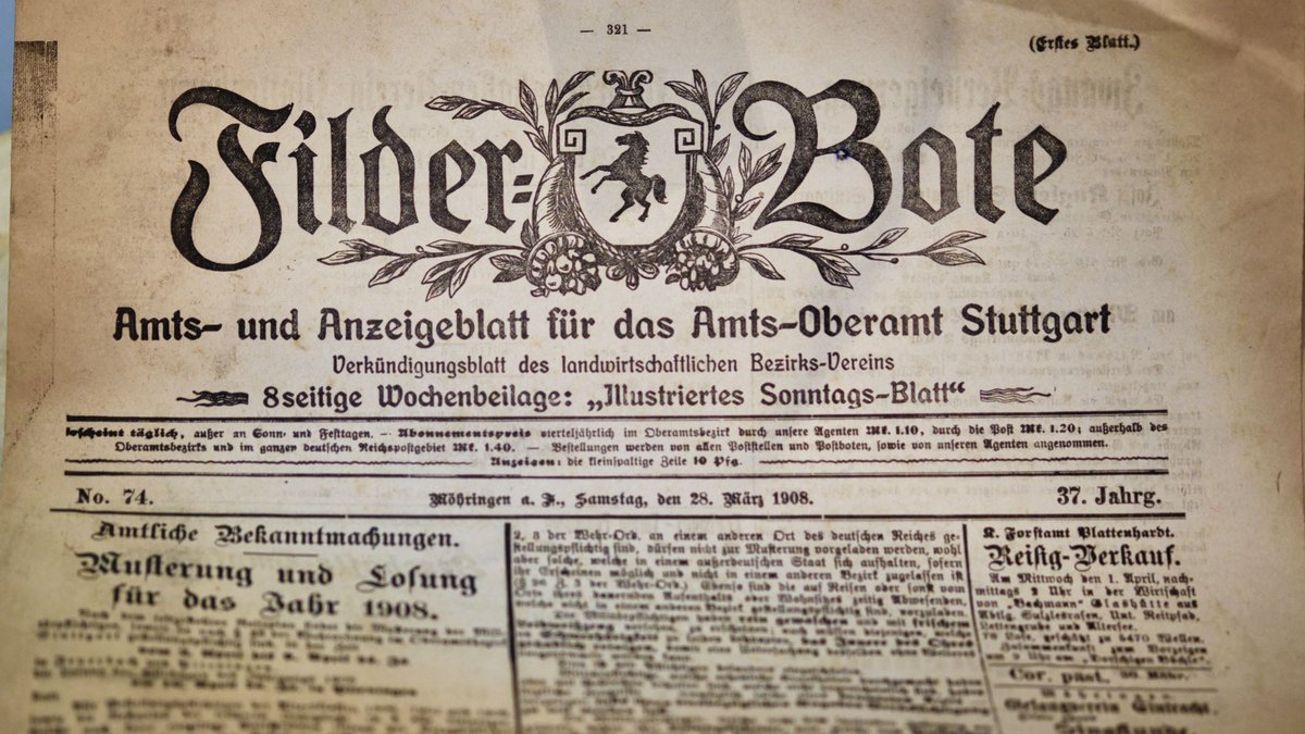 Ausgabe des "Filder-Boten" von 1908. Fotos: Joachim E. Röttgers