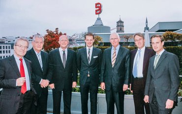 Die Breuninger-Familie 2011 (v.l.n.r.): Blumers, Henselijn, Willem van Agtmael, Jeroen van Agtmael, Stratmann, Wienand Meilicke, Harald Meilicke. Foto: privat.
