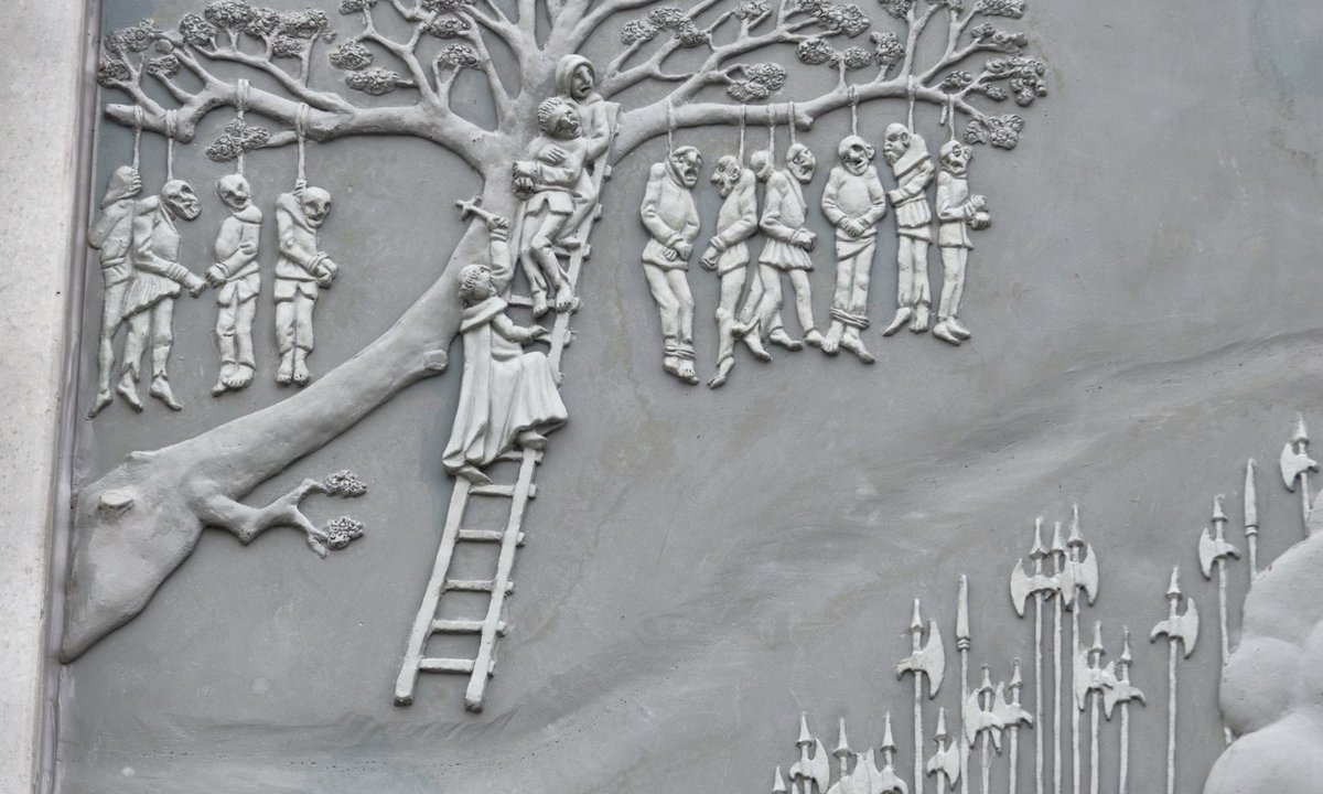 Mit Gottes Segen: Die öffentlich Gehängten sollten alle vor Augen haben.