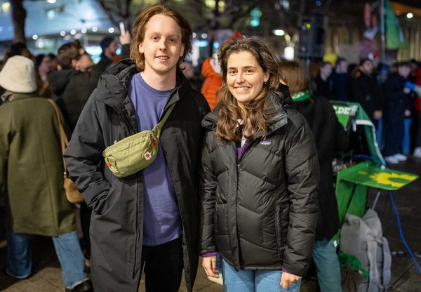 Tim Bühler und Tamara Stoll vom Landesvorstand der Grünen Jugend. Foto: Julian Rettig