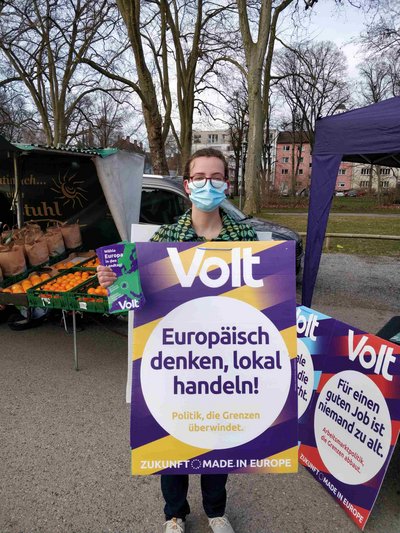 Wahlkampf in Coronazeiten: Nele Fidler will mit Volt den europäischen Gedanken nach vorne bringen. Foto: privat