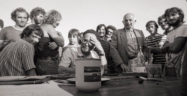Eppler in Mutlangen, 1983. Foto: Hinrich Schultze 