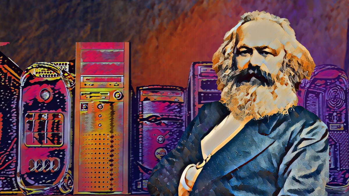 Wo der Jobverlust durch KI droht, ist Karl Marx wieder in Mode. Fotos: gemeinfrei/Joachim E. Röttgers, Montage: Kontext