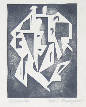 Edmund Daniel Kinzinger: Komposition, 1919, Holzschnitt, ... Edmund Daniel Kinzinger: Komposition, 1919, Holzschnitt, ...