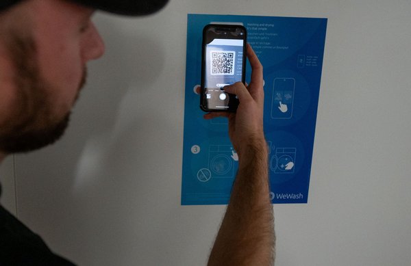 Per QR-Code geht's zum Waschen.