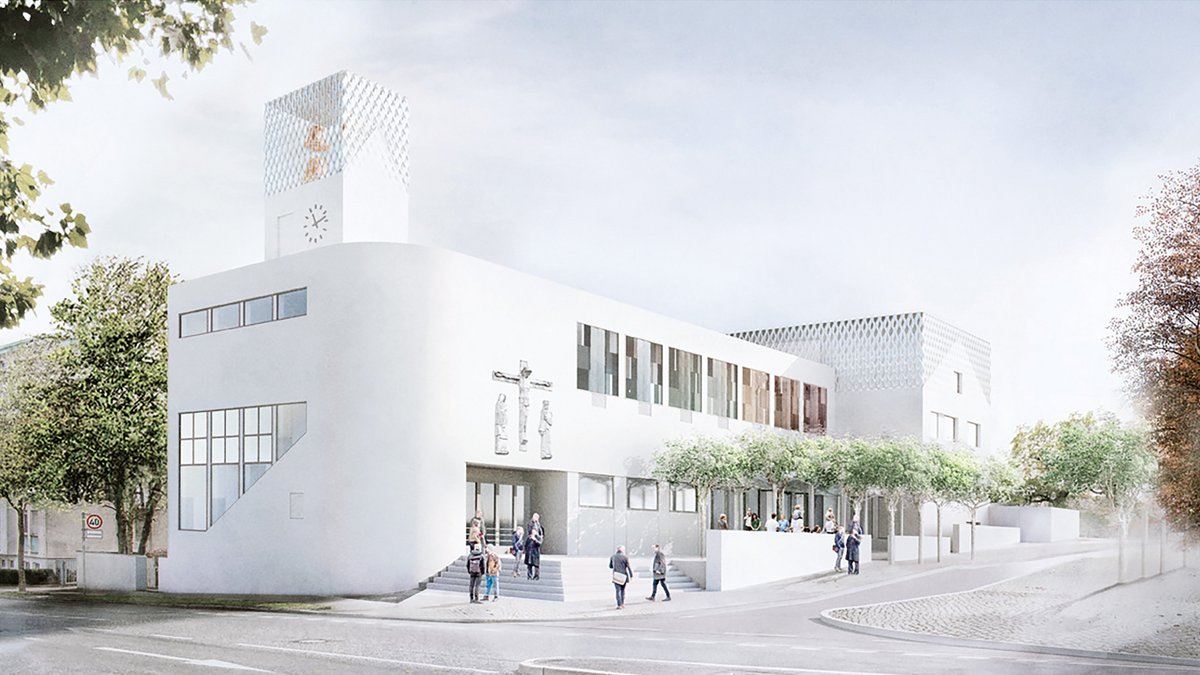 Die Brenzkirche ab 2027 – Illustration des Wettbewerbsgewinners Wandel Lorch Götze Wach Architekten, Frankfurt. Quelle: Archiv Andreas Keller