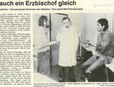 Artikel aus der "Stuttgart Zeitung" vom August 1986.