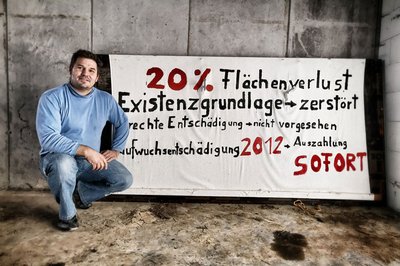 Protest plakativ: Landwirt Daniel Buck.