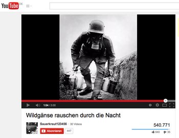 Beliebt bei einer halben Million Weltkrieg-Fans: Evergreens der vertonten Kriegslyrik auf You Tube. Screenshot.