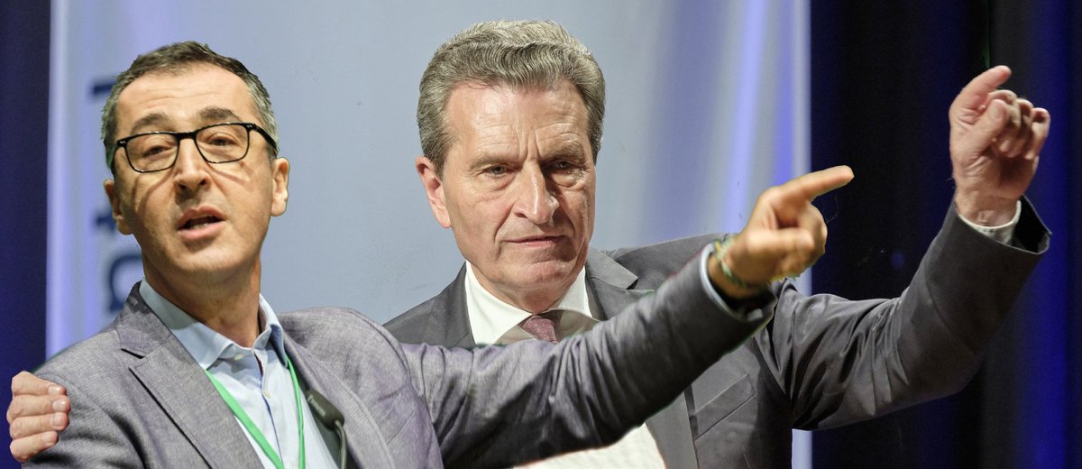 Ö. und Oe., grün-schwarze Aspiranten für den VfB-Aufsichtsrat? Cem Özdemir und Günther Oettinger. Fotos und Montage: Joachim E. Röttgers
