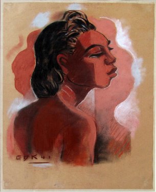 ... und ein in Amerika entstandenes Portrait; o.T., 1941, Pastell auf Papier. ... und ein in Amerika entstandenes Portrait; o.T., 1941, Pastell auf Papier.