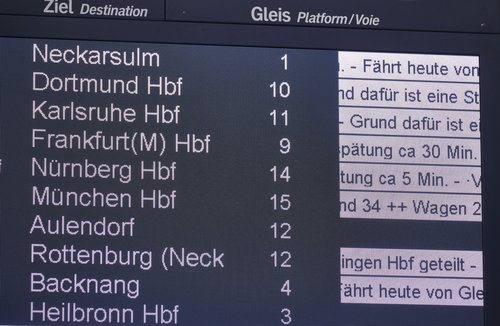 Anzeigetafel am Stuttgarter Hauptbahnhof: Der Zustand der Bahn ist ein Trauerspiel. Foto: Joachim E. Röttgers Anzeigetafel am Stuttgarter Hauptbahnhof: Der Zustand der Bahn ist ein Trauerspiel. Foto: Joachim E. Röttgers