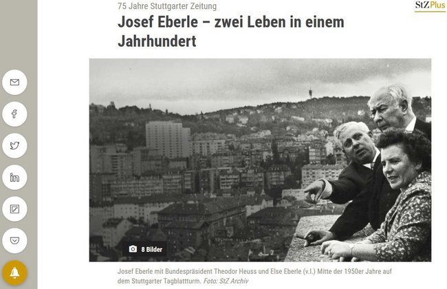 Fundgrube Archiv – acht Bilder und eine Alarmglocke zum 75sten. Screenshot: www.stuttgarter-zeitung.de