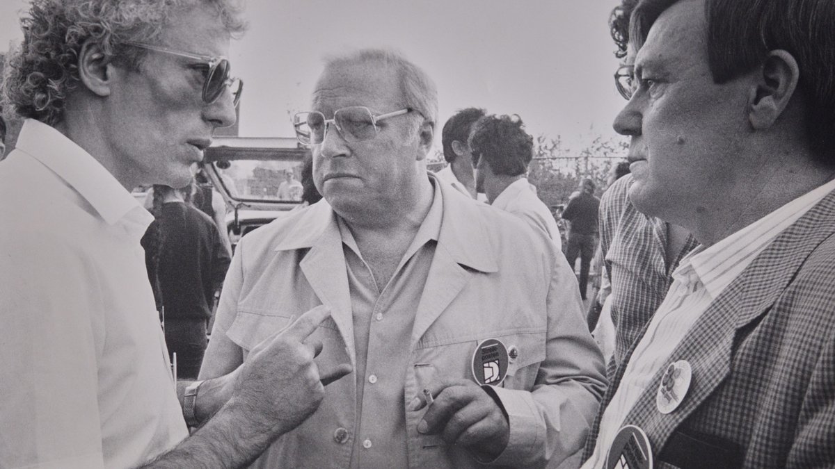 Damals dabei: Werner Pfennig, Heiner Müller und Erwin Ferlemann von der IG Druck und Papier. Foto: Hans Meister