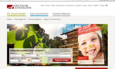 Homepage der Deutschen Annington. Screenshot