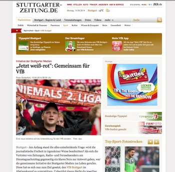 "Unberührt" bleibt laut StZ die kritisch-neutrale Haltung. Screenshot