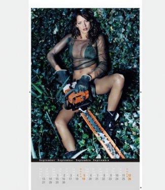 Frauen mit Sägen: Stihl-Kalender. Screenshot  