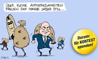 Geldsäcke zu uns!