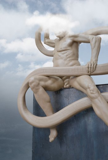 Noch ohne Feigenblatt: der schwäbische Laokoon. Und Gott lacht. Foto und Montage: Joachim E. Röttgers