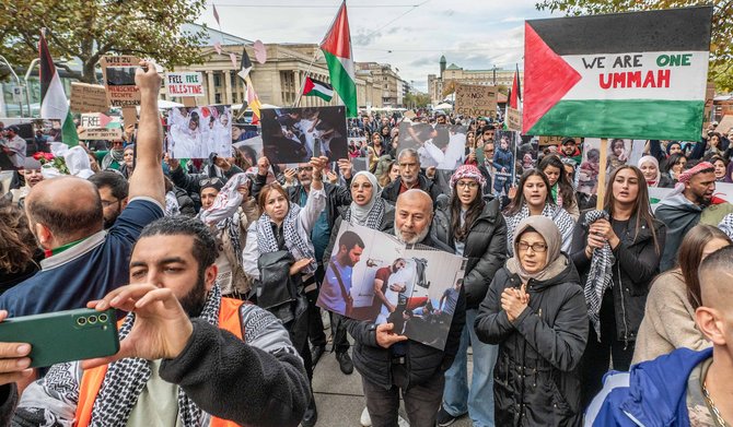 Propalästinensische Demonstration am 29. Oktober in Stuttgart. Foto: Jens Volle