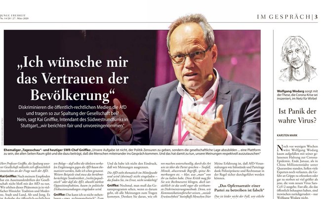 Gniffke, interviewt von der Jungen Freiheit, platziert neben "Corona-Experte" Wodarg. Screenshot: www.jungefreiheit.de