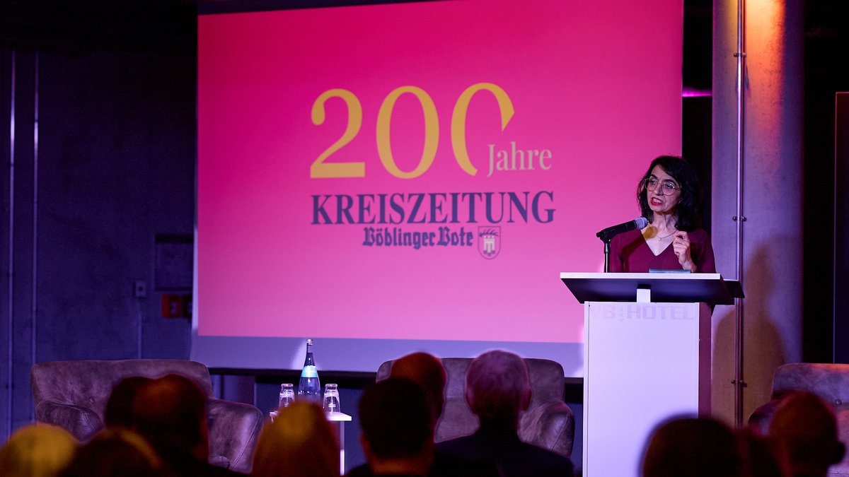 Landtagspräsidentin Muhterem Aras (Grüne) bei der Jubiläumsfeier des "Böblinger Boten". Foto: Francesco Gianni Consentino