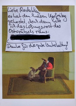 Opa Hase hoppelte per Postkarte in die Redaktion. Foto: Joachim E. Röttgers