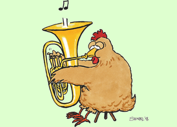 Mit Druck auf die Tuba geht's zurück zum Osterrätsel. Illustration: Oliver Stenzel