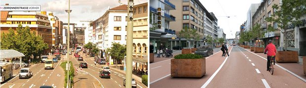 Zerennerstraße Pforzheim: heute Hauptverkehrsachse, morgen Stadtboulevard. Foto: Stadt Pforzheim
