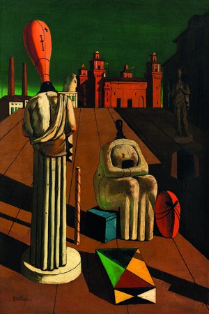 Giorgio De Chirico: "Der große Metaphysiker", 1917, Öl auf Leinwand, 104,8 x 69,5 cm, Privatsammlung, VG Bild-Kunst, Bonn 2015.