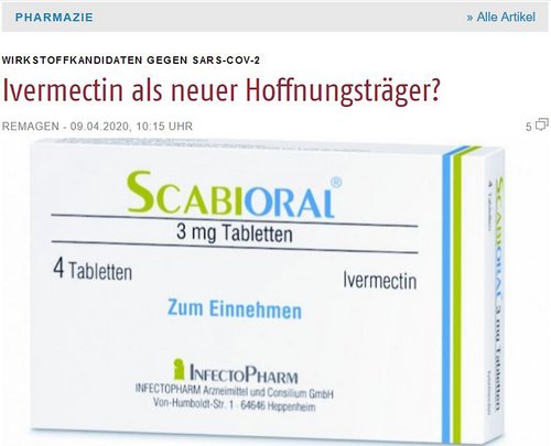 Ob Ivermectin gegen das Virus hilft, fragte die "Deutsche Apotheker-Zeitung" im April 2020. Screenshot: <a href="https://www.deutsche-apotheker-zeitung.de/news/artikel/2020/04/09/ivermectin-als-neuer-hoffnungstraeger">deutsche-apotheker-zeitung.de</a> Ob Ivermectin gegen das Virus hilft, fragte die "Deutsche Apotheker-Zeitung" im April 2020. Screenshot: <a href="https://www.deutsche-apotheker-zeitung.de/news/artikel/2020/04/09/ivermectin-als-neuer-hoffnungstraeger">deutsche-apotheker-zeitung.de</a>