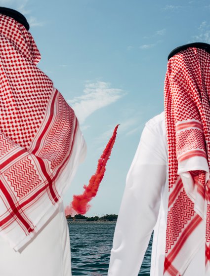 Flugschau bei der IDEX Expo, Abu Dhabi, VAE 2019.