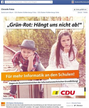 An der Realität vorbei. Screenshot: Facebookseite der CDU Baden-Württemberg