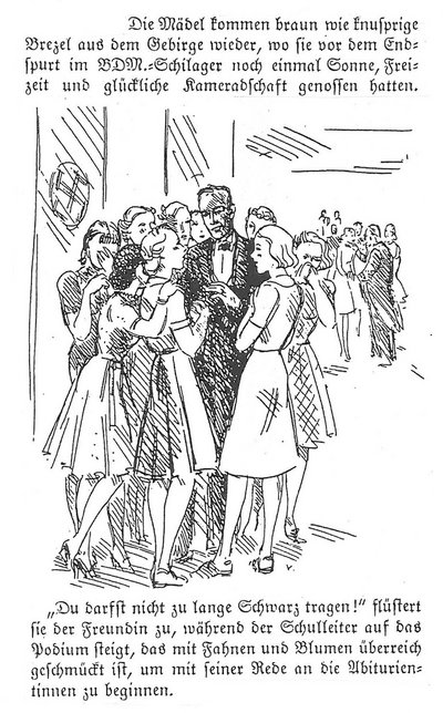 Illustration zur Erzählung "Kamerad Liselotte" von Anna Haag im BDM-Jahrbuch "Wir Mädel", erschienen 1939/40. Bild: eigener Scan