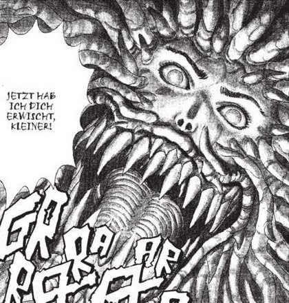 Ein Panel aus dem ersten Kapitel von "Berserk", das Miura im Alter von 23 Jahren veröffentlichte. Die deutschsprachige Ausgabe erscheint bei Panini Manga. Ein Panel aus dem ersten Kapitel von "Berserk", das Miura im Alter von 23 Jahren veröffentlichte. Die deutschsprachige Ausgabe erscheint bei Panini Manga.