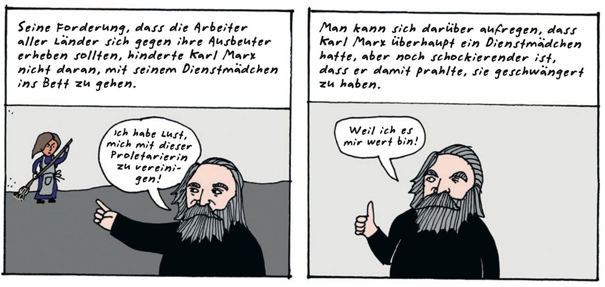 Wiederkehrendes Thema bei Strömquist: toxische Mann-Frau-Beziehungen. Hier die von Karl Marx in "I'M Every Woman".