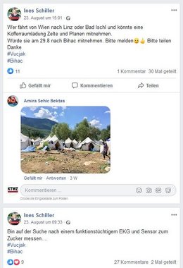 Ganz konkret helfen – Ines Schiller rief via Facebook dazu auf. Screenshot: <a href="https://www.facebook.com/ines.schiller.7?__tn__=%2CdlC-R-R&eid=ARCwVe5x97N5dh9QyT-mTmpuXeyboIg5QNnVvxMuFu88haCWLFUbt0fX-r_UF4xnYde6U_p4FdDy87R1&hc_ref=ARTZ32hySfT_BmAJOESO8P8ptR6gkOVcihLWKWZ35IQZY103_5NMWo9TVOD56n8XHrA">www.facebook.de</a>