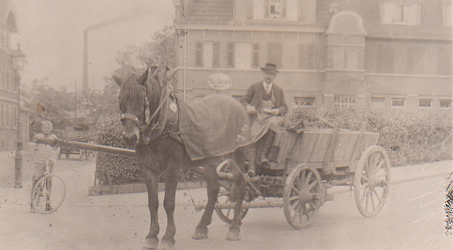 Fuhrwerk mit "Löwenthal-Belgier"