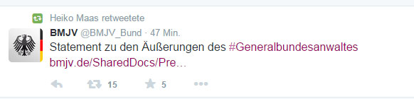 Rausschmiss per Tweet: Justizminister Maas entlässt GBA Range