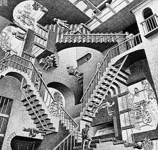 "Relatitivität" von Maurits Cornelius Escher.