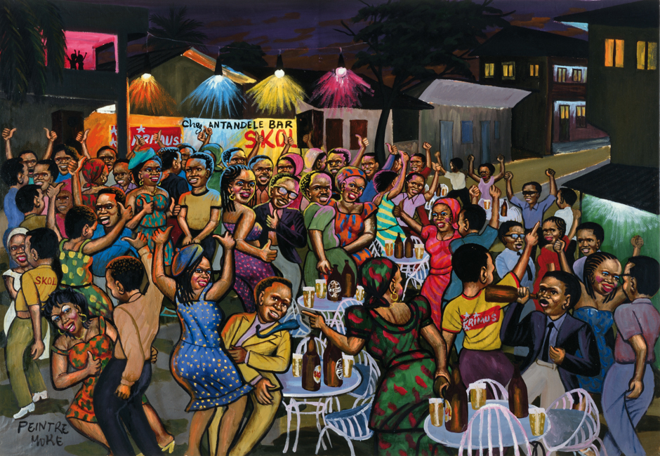Ganz Kinshasa ein Nachtclub: Moke, "Chez Antandele Bar", 1993; Sammlung Lucien Bilinelli, Brüssel, Mailand.